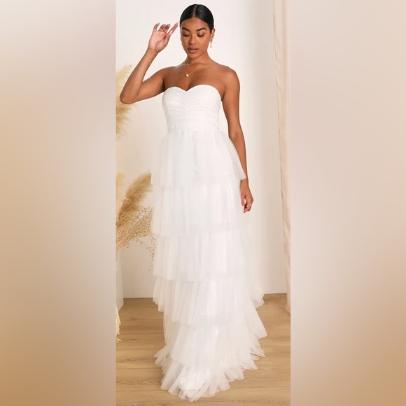 White Strapless Dress - Picture 6 of 6